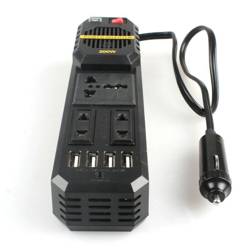 3.1A 4 USB Fast Charging Power Supply  DC to 220V AC Car Inverter Converter 200W