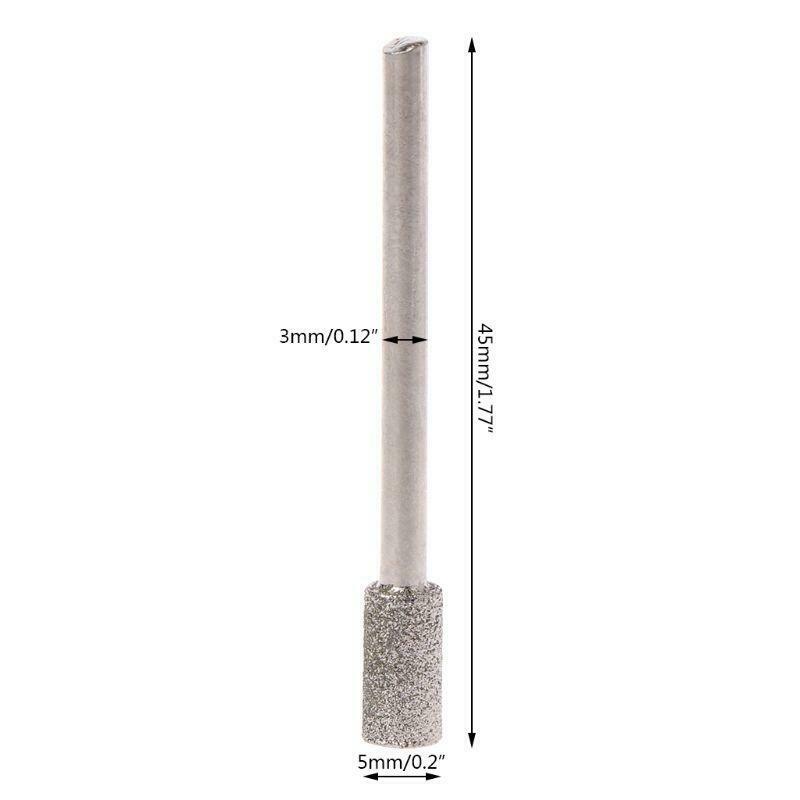 5PCS Diamond Coated Cylindrical Burr 5mm Chainsaw Sharpener Stone File Grinding