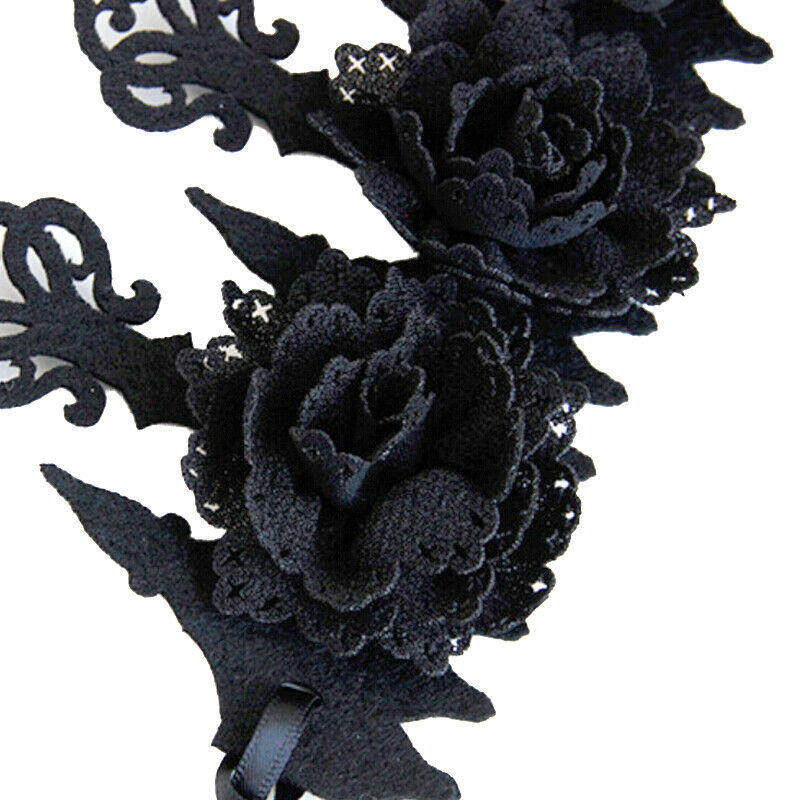 Dark Black Gothic Queens Flower Crown Hairband Headband Halloween Party C.l8