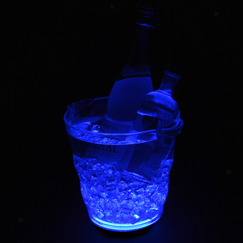 LED Ice Buckets Wine Coolers  Beer Bottle Cup + USB Cable - Blue, as described