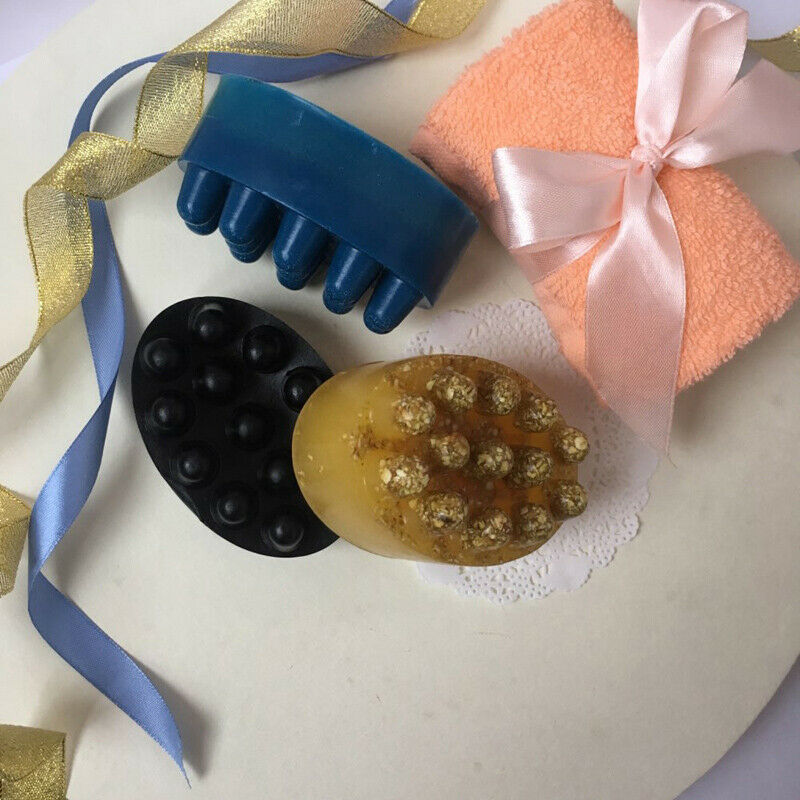 Silicone Massage Soap Mold Therapys Bar Soap Making Tools DIY Homemade Oval BDA