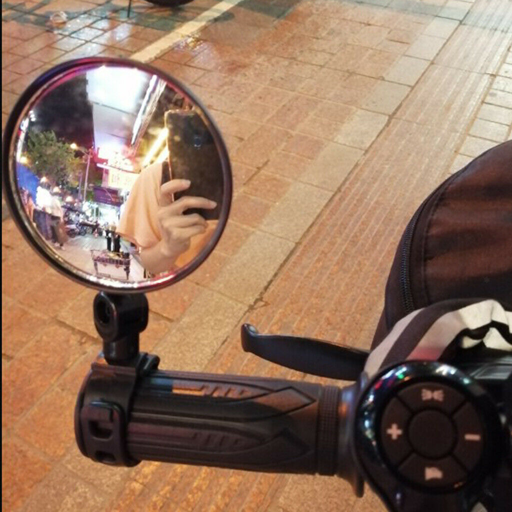 2-part flat adjustable bicycle rearview mirror. Robust handlebar