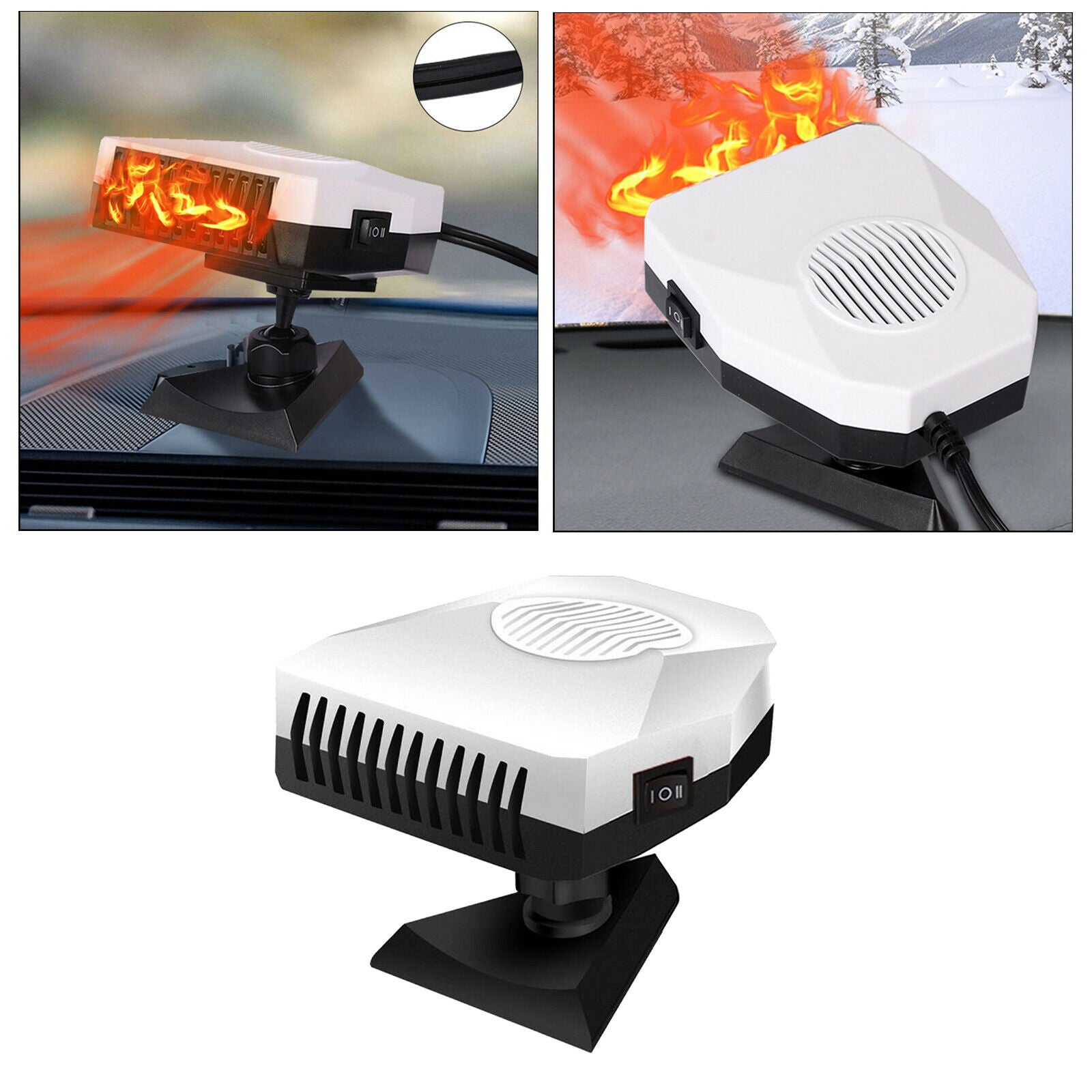 Plug In 150W Truck Auto Car Heater Heating Fan Defogger Demister White