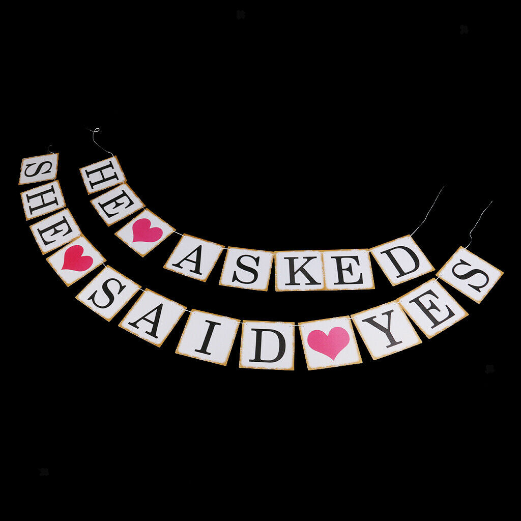 He Asked What She Said Yes. Wedding Pennants.