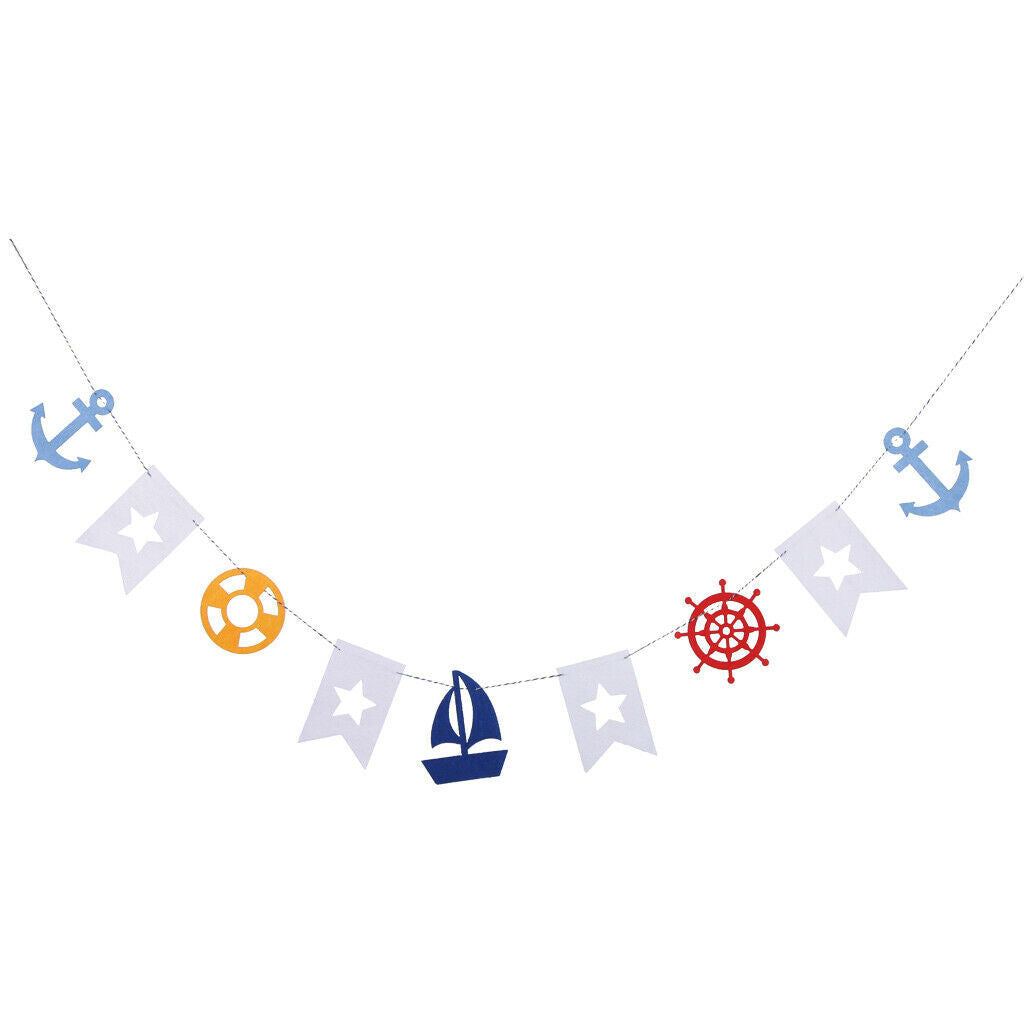 Nautical Style Felt Bunnting Garland for Baby Shower Party Decor