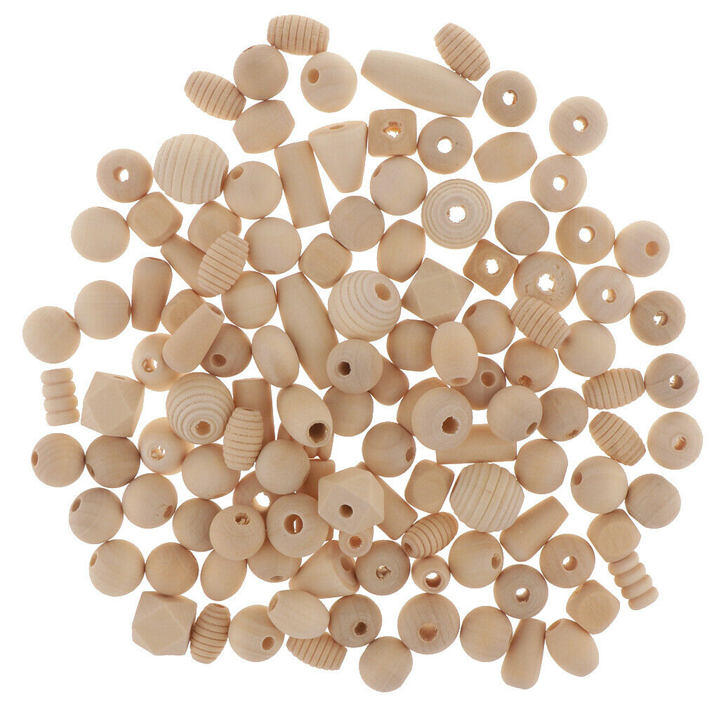 100g Natural Unfinished Wood Spacer Beads For Jewelry Making Craft Beading