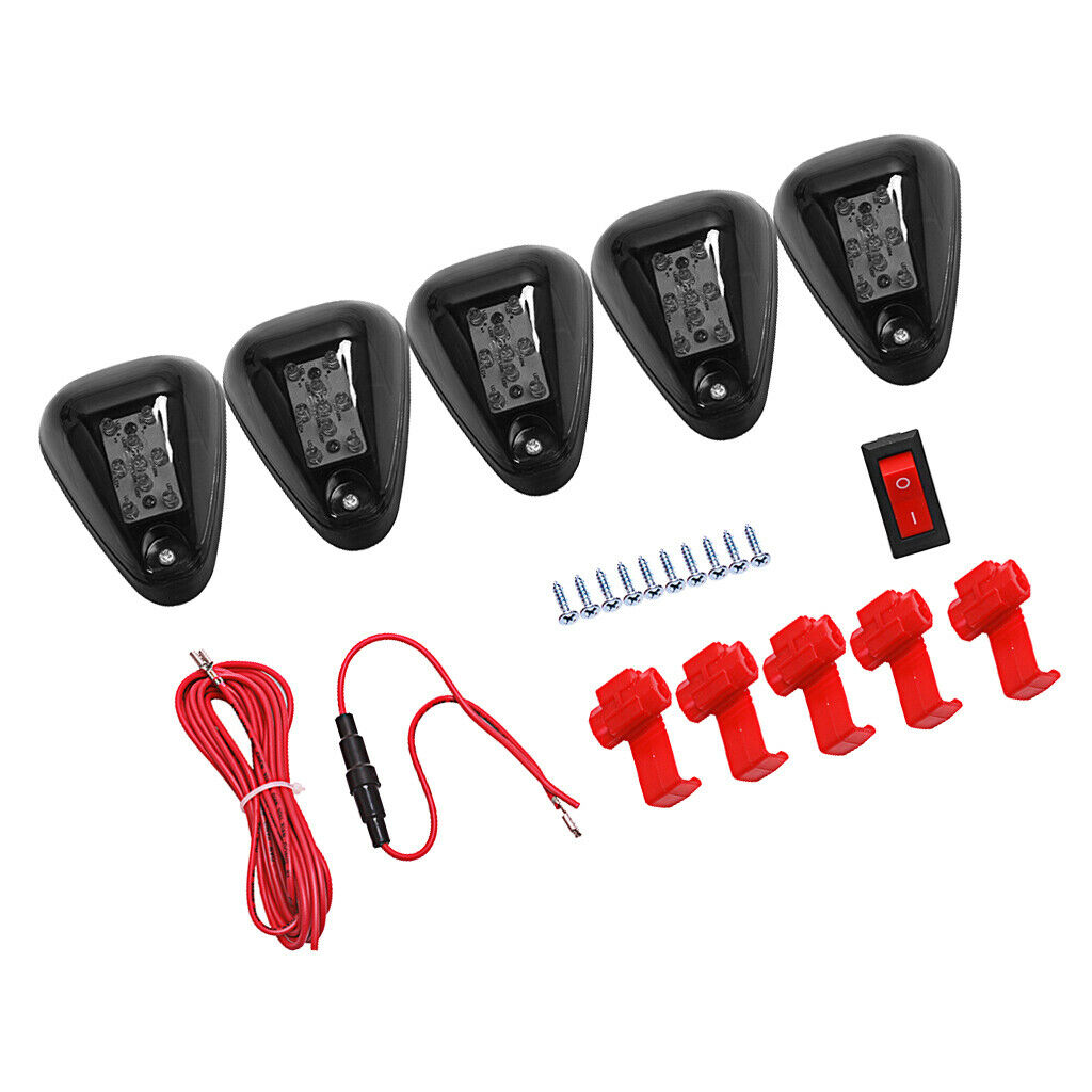 5PCS Yellow LED Roof Top Truck SUV Cab Marker Running Clearance Lights Set