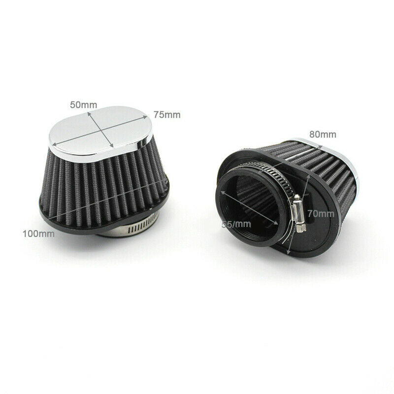 55mm Motorcycle Air Filter ATV Carburetor Pod Cleaner Oval Intake Tube Universal