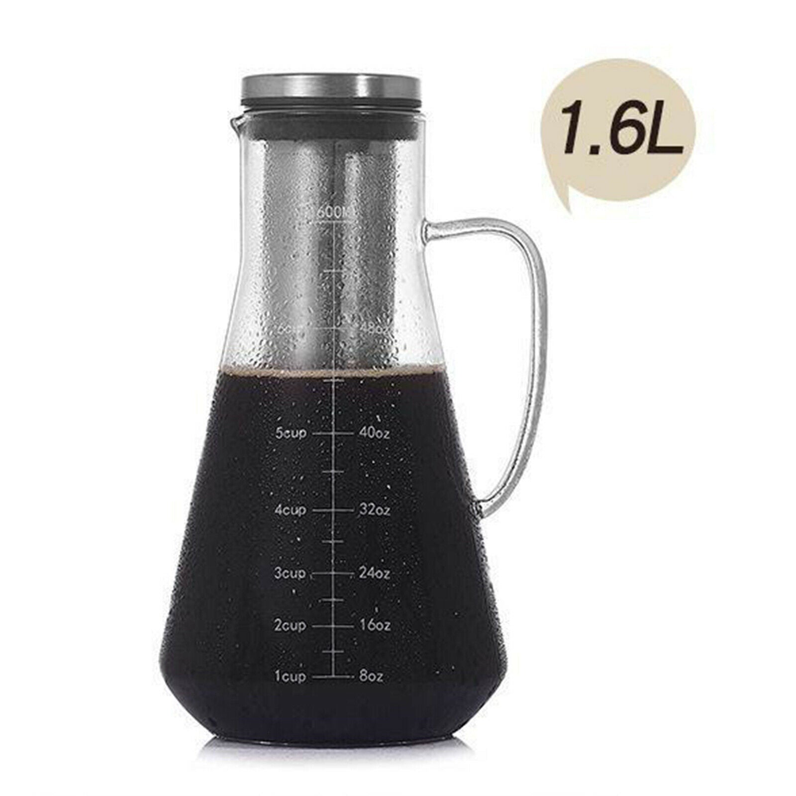 Household Coffee Tea Maker Pot 260x90x73mm Coffee Kettle Pot Glass Teapot 1600ml