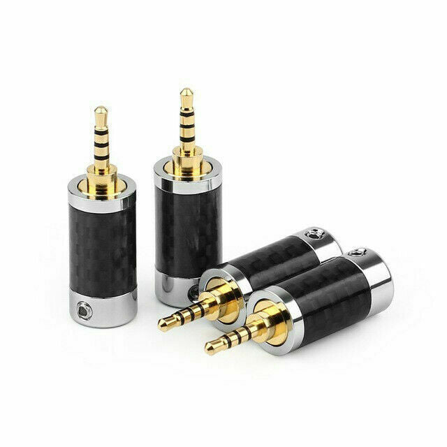1PC 2.5mm 4 Pole Stereo Carbon Fiber Male Step Plug Metal Splice Adapter