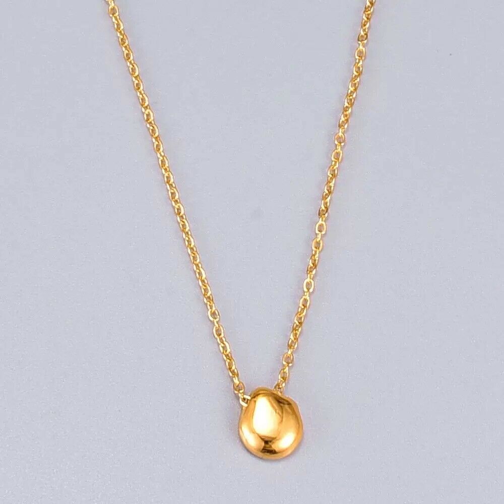 Woman Stainless Steel Elegant Golden Drop Pendant Charm Necklace Stunning Gift