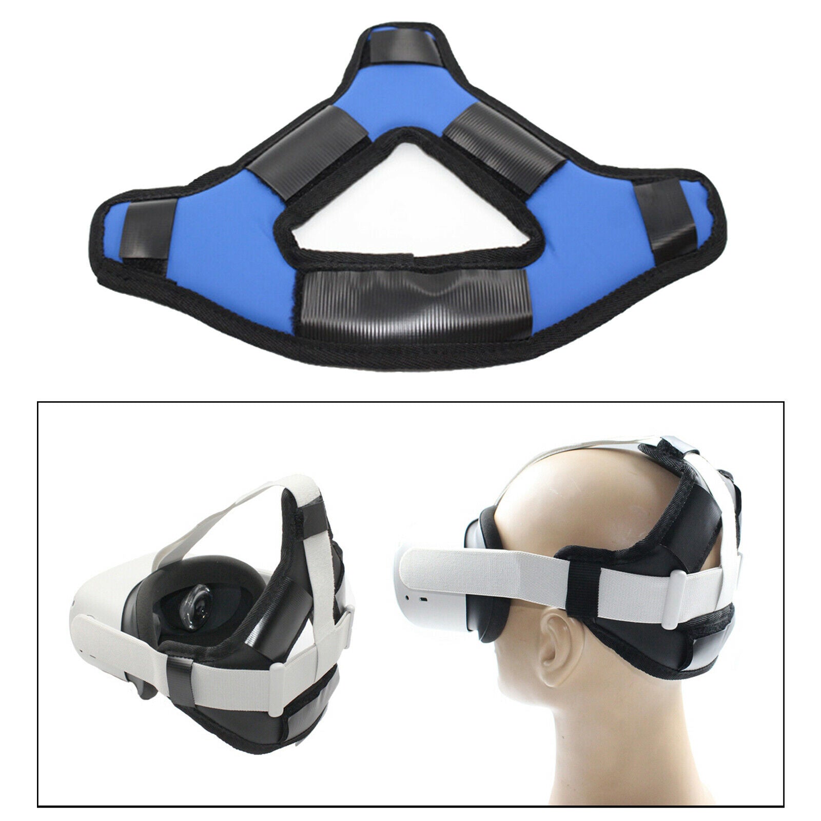 Easy Install Head Strap Pad Cushion Headband Fixing for   Quest2 Blue