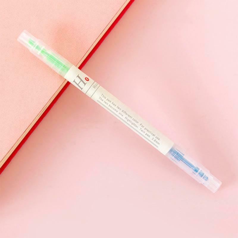 9 Colors Double Head Highlighter Fluorescent Markers Drawing Pen Stationery Gift