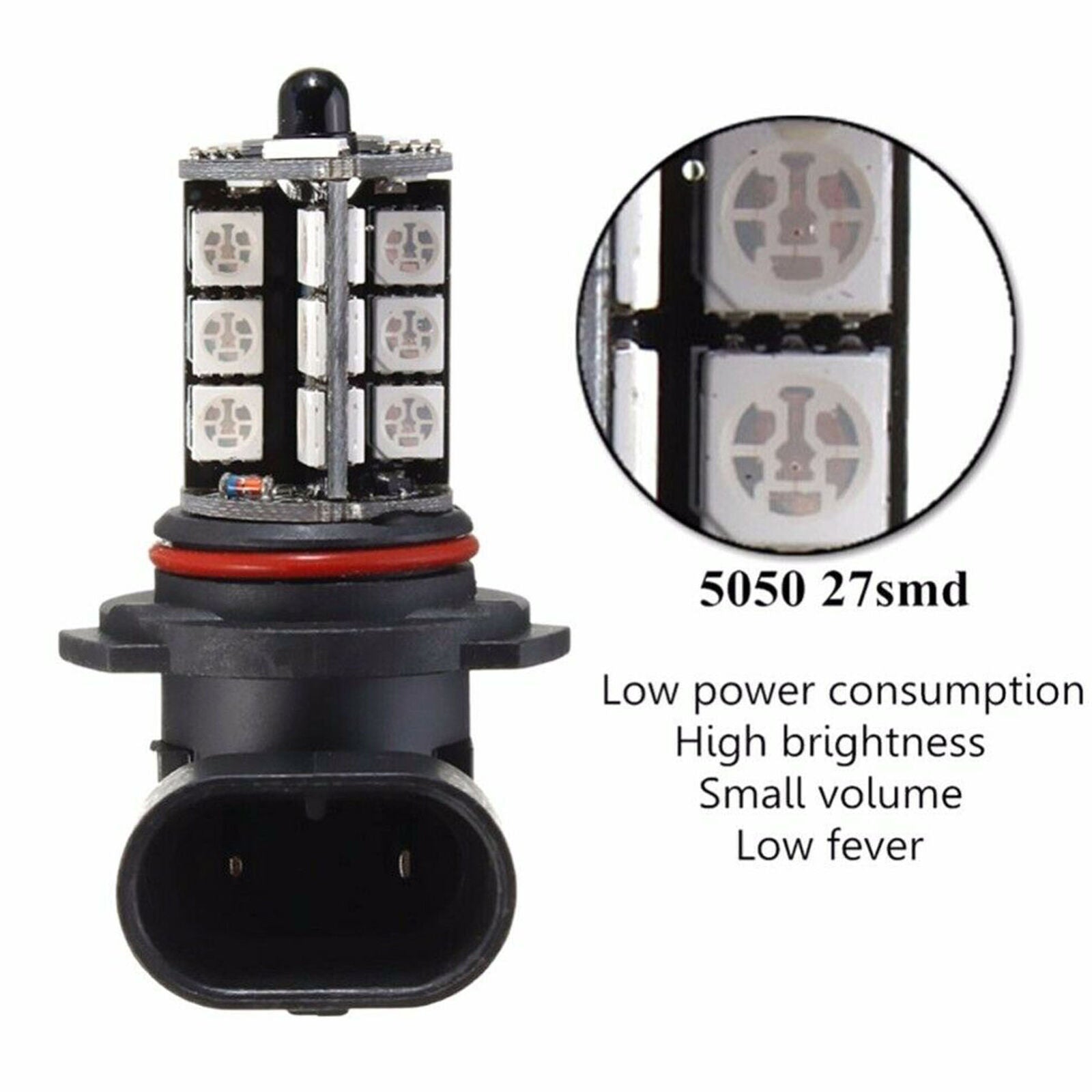 2x 9005 5050 LED 27 SMD RGB Car Headlight Fog Light Lamp Bulb + Remote Control
