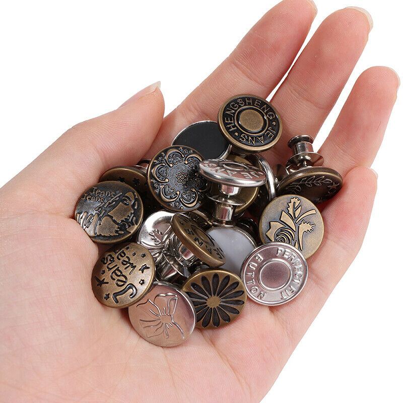 6pcs Detachable Buttons Universal Jeans Clip Snap Button Perfect Fit No S.l8