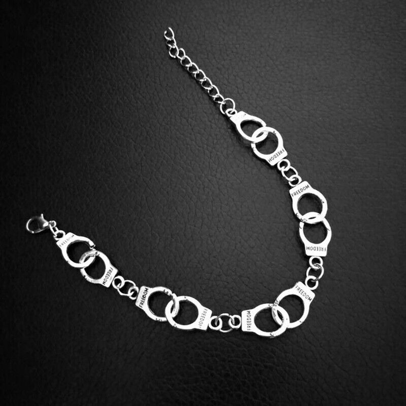 Fashion Punk Freedom Handcuffs Bracelet Lover Couple Chain Bangle Jewelry.l8