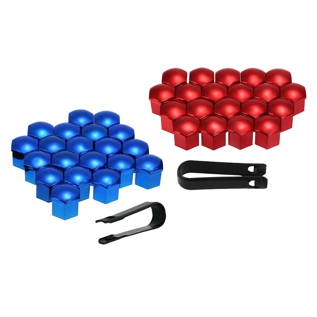 40pcs 17mm Deep Wheel Lug Nut Bolt Cover Tyre Screw Protector Decor Blue Red