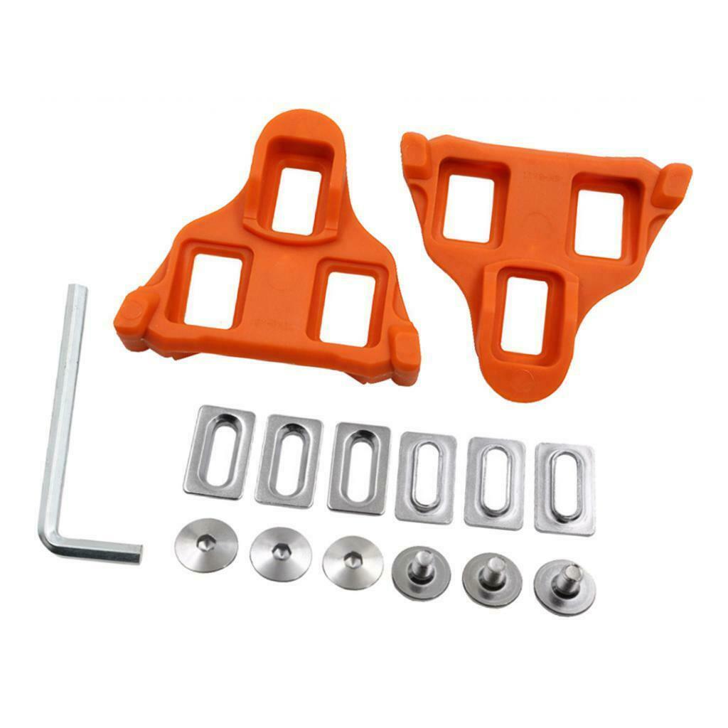 2 Pieces Anti-slip Road Bike Bicycle Pedal Cleats Set Self-locking Orange