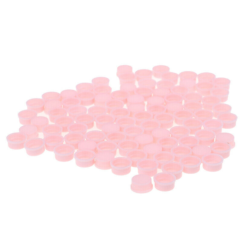 100Pcs Grafting Pink Glue Cup Eyelash Extension Gel Remover Tattoo Containers_DD