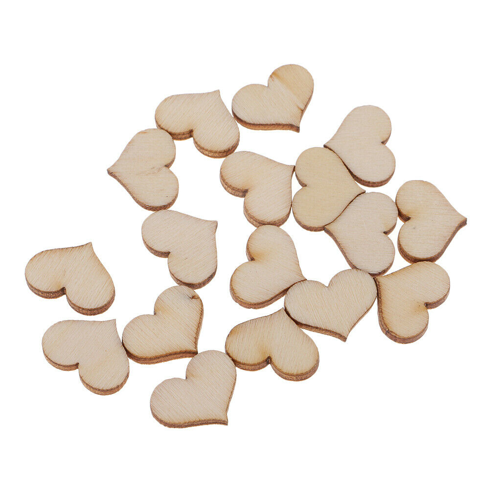 100pcs Wooden Heart Gift Tag Ornament DIY Crafts for Decoupage, Engravings