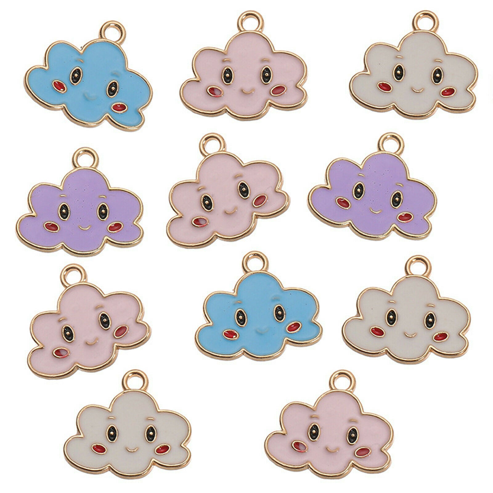10PCS/Lot Alloy Multicolor Enamel Smile Cloud Charms Pendant DIY Findings Crafts