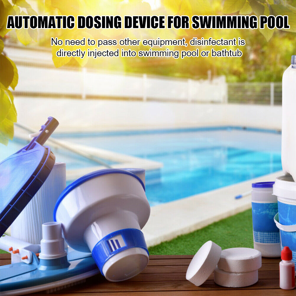 Pool Floating Pill Disinfecting Box Auto Chlorine Bromine Tablet Dispenser @