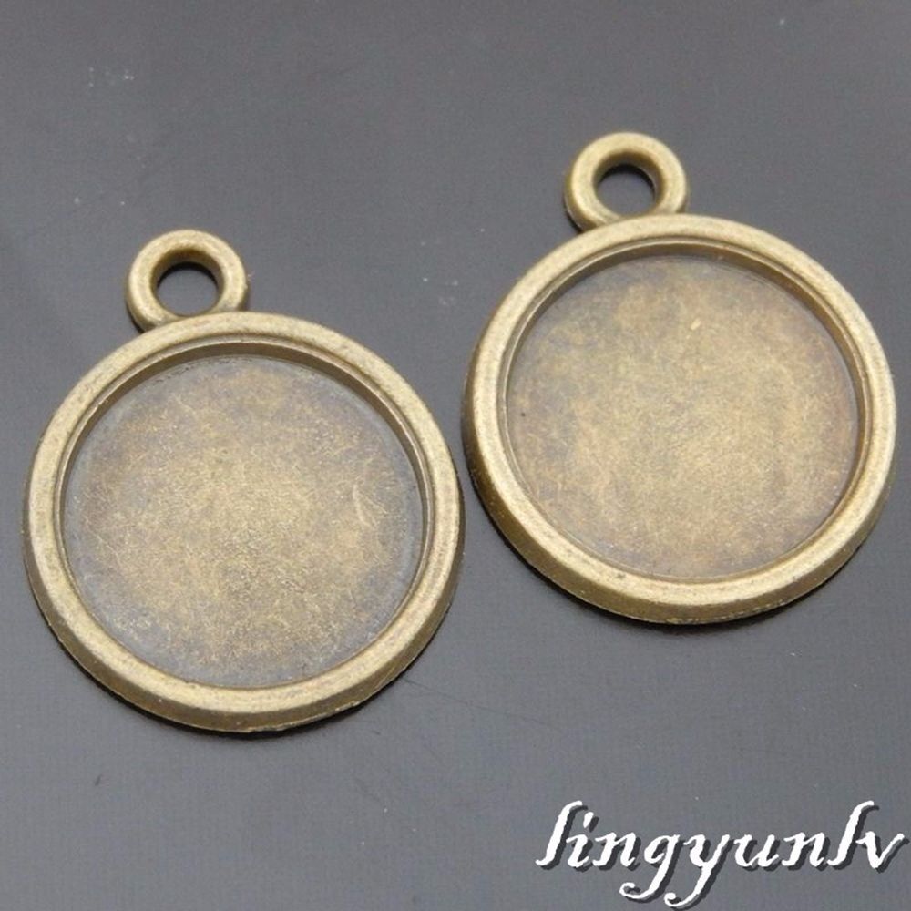 20 pcs Antiqued Bronze Alloy Round Base Setting Tray 11mm DIY Pendant Charm