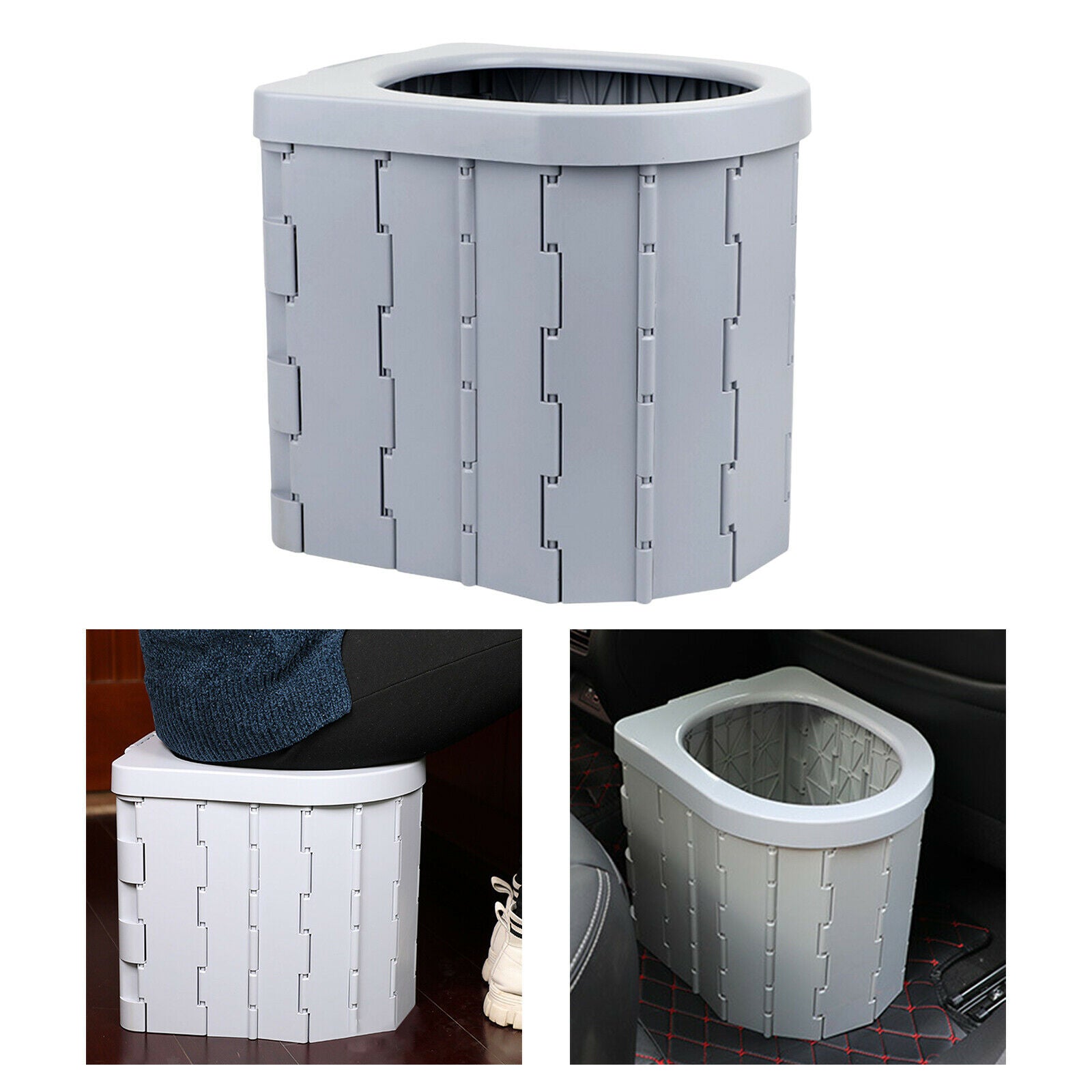 Portable Folding Toilet Outdoor Camping Hiking Long Trips Baby Potty Grey