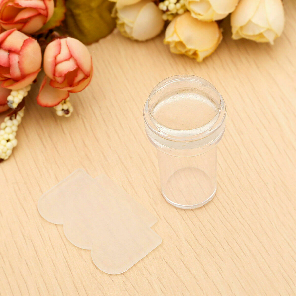 2Pcs/set Silicone Clear Jelly Stamper with Cap Nail Art Stamper & Scraper Tool