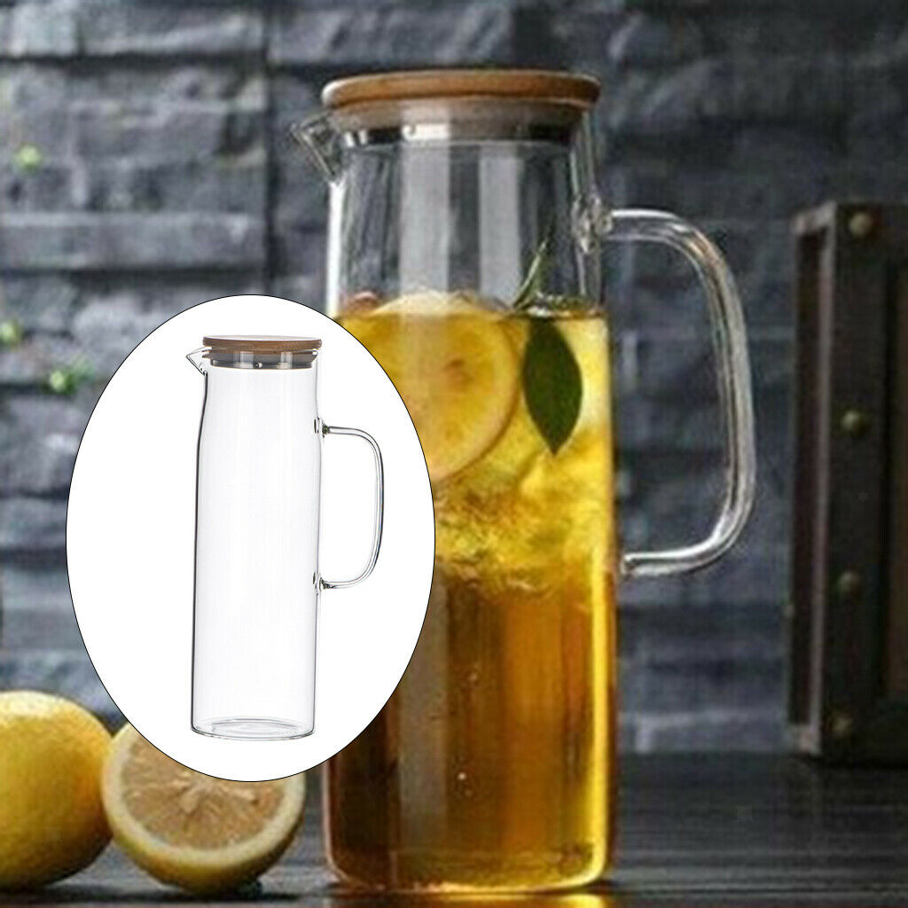 Glass Jug with Dust Cover Large Capacity for Water Iced Tea Coffee 26x8cm A