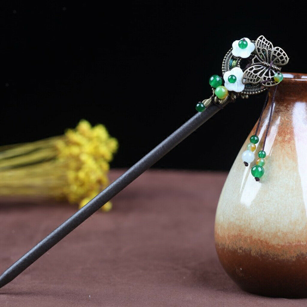2x 18cm Handmade Hair Pins Natural Chopsticks Flower Party Gifts for Girl's