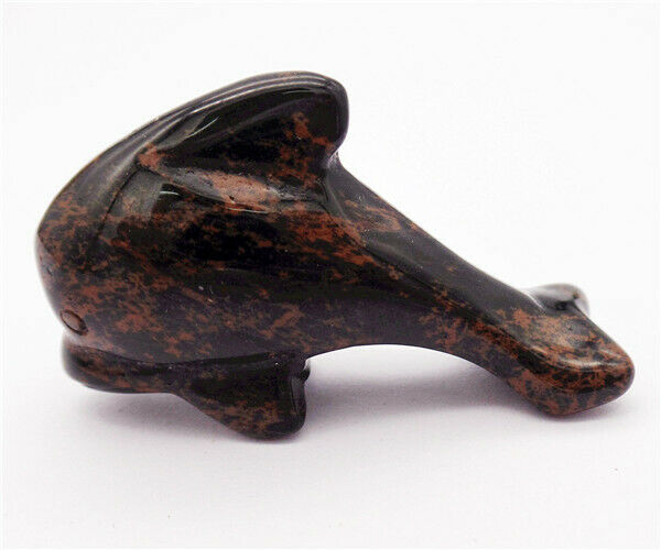 50x28x15mm Natural Mahogany Obsidian Dolphin Statue Healing Decoration HH8132