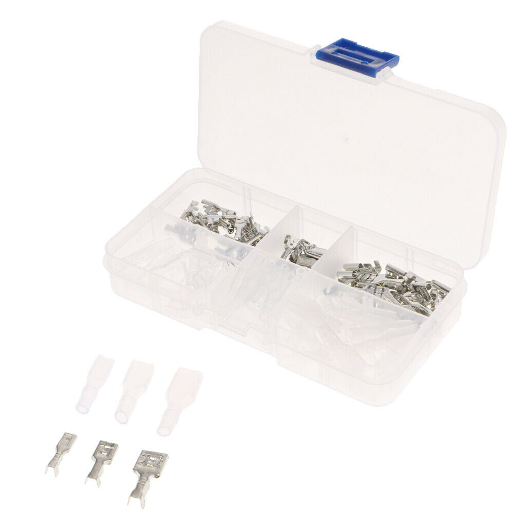 120 Pieces 2.8mm/4.8mm/6.3mm Crimp Insulating Terminal Female Spade Connector