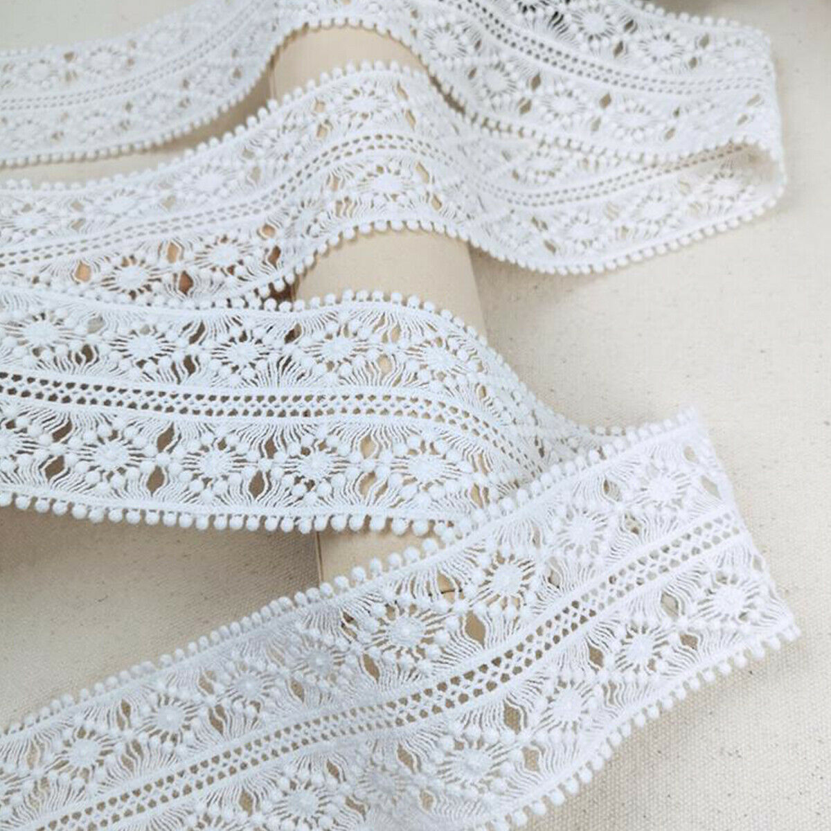 3 Yards White Lace Trim Ribbon Lace Embroidered Edge Sewing DIY Craft Trimming