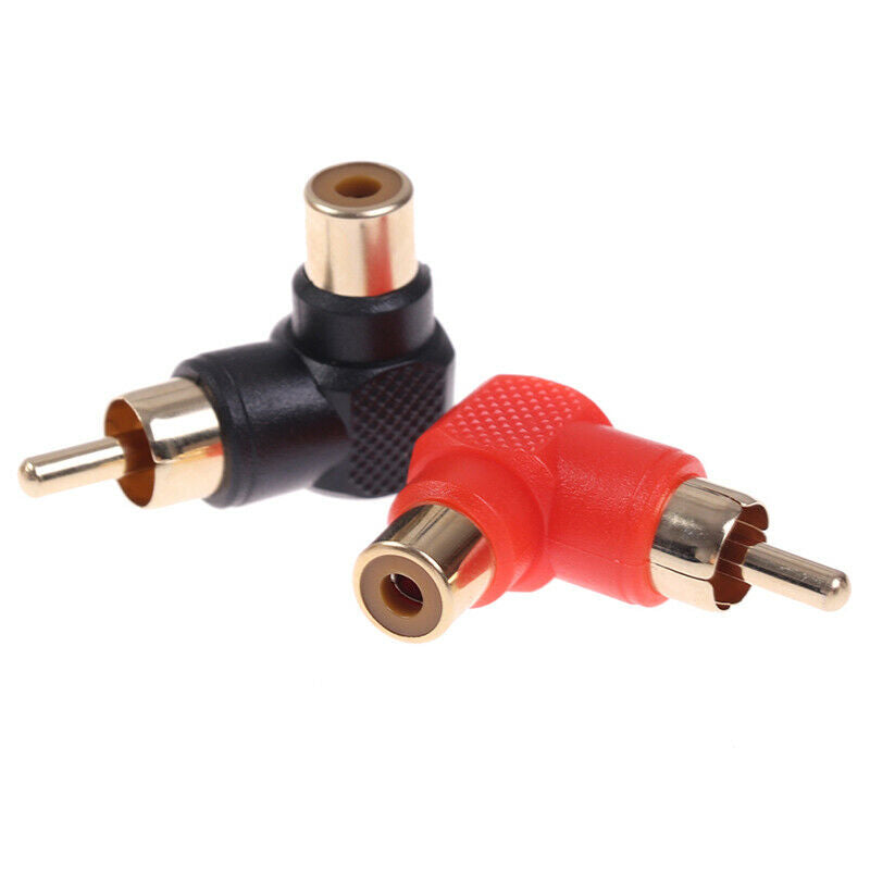 1Pair 90 Degree RCA Right Angle Connector Plug Adapters M/F Elbow Aud.l8
