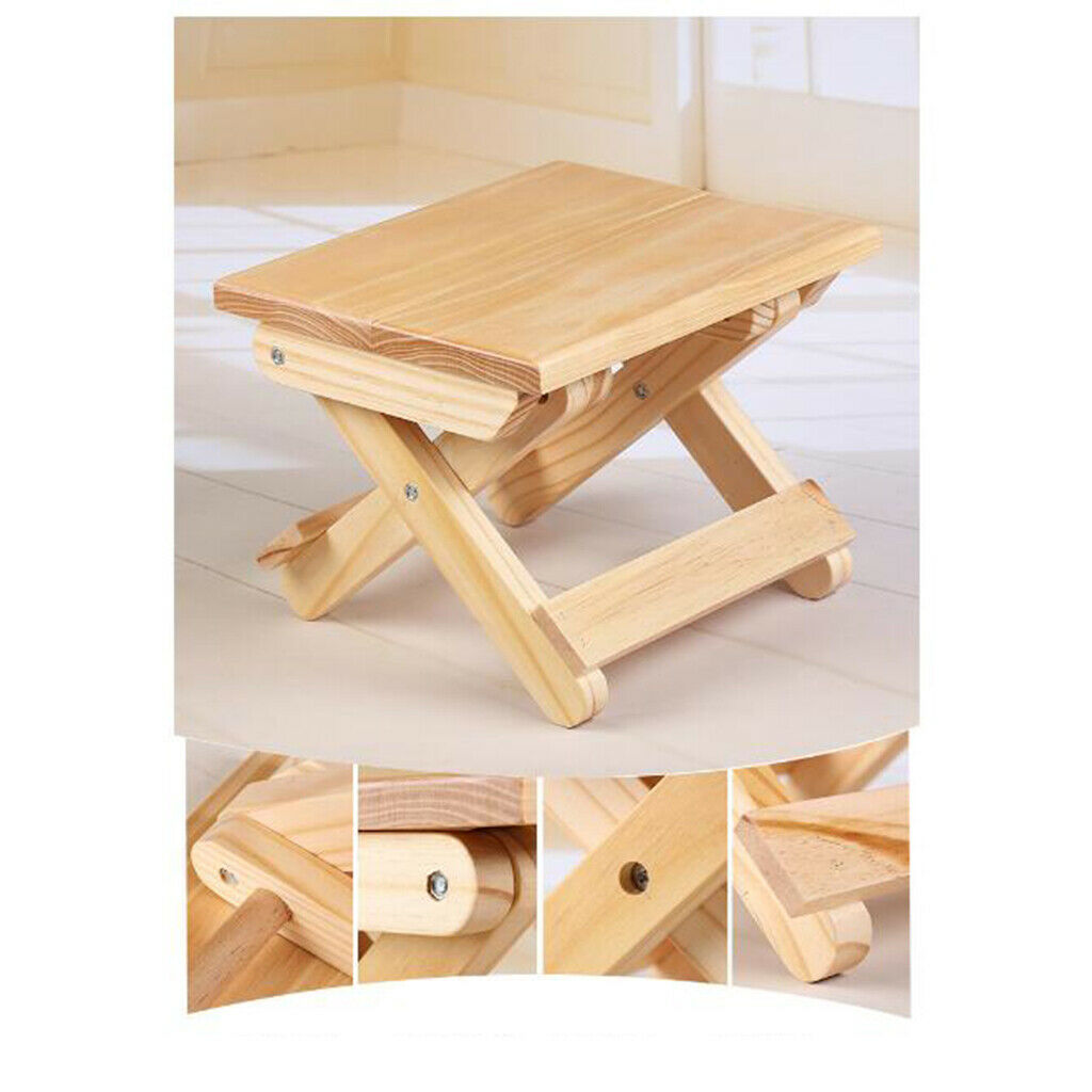 Portable Fold Wood Stool Heavy Duty Fishing Chair Seat for Garden Beach