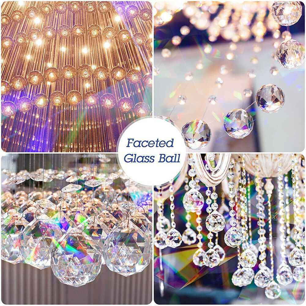 3PCS Crystal Sun Catcher Chandelier Pendant Window Hanging Prisms Garden Decor
