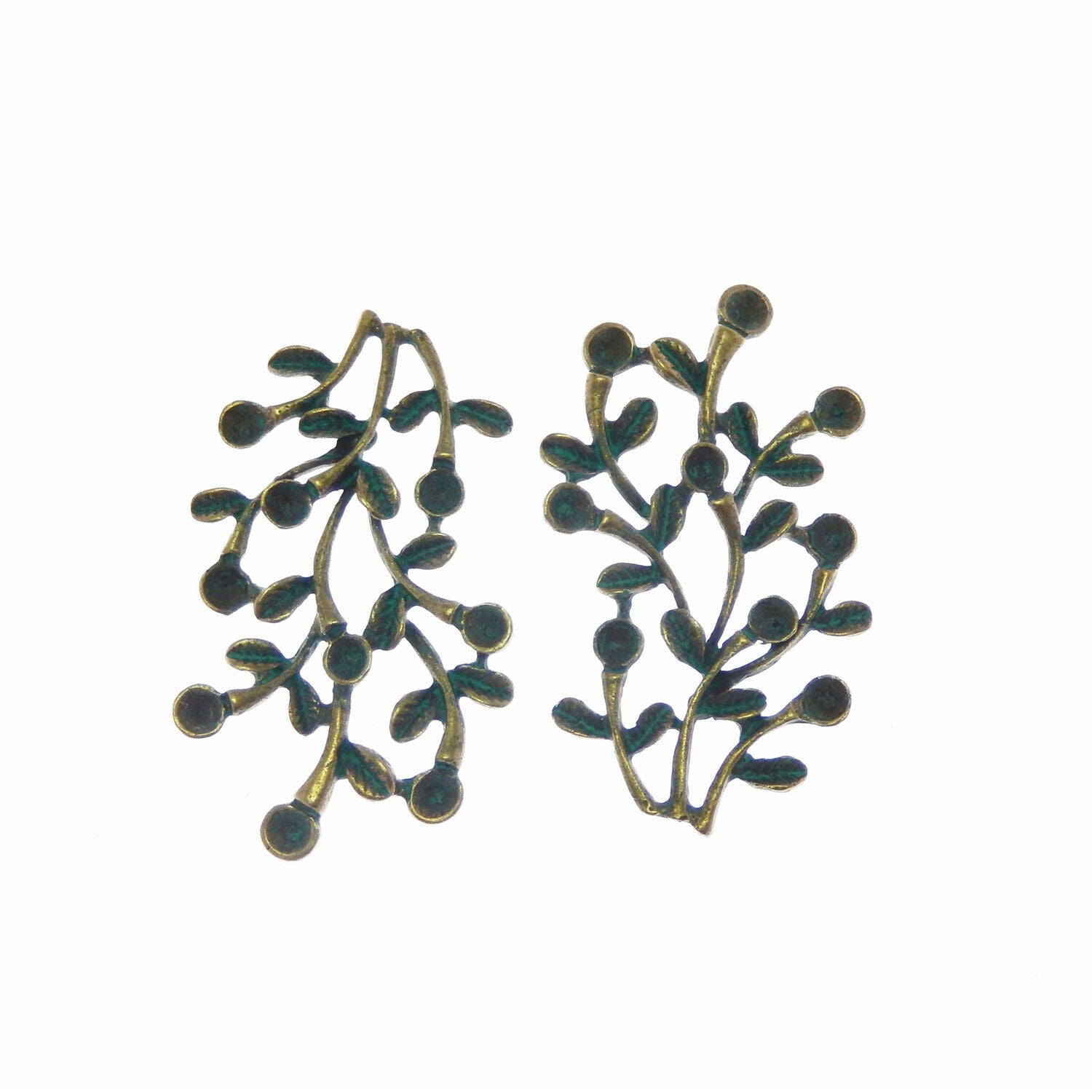 10 pcs Antiqued Copper Green Ivy Vine Look Charms Pendant Crafts 58x35mm 52295