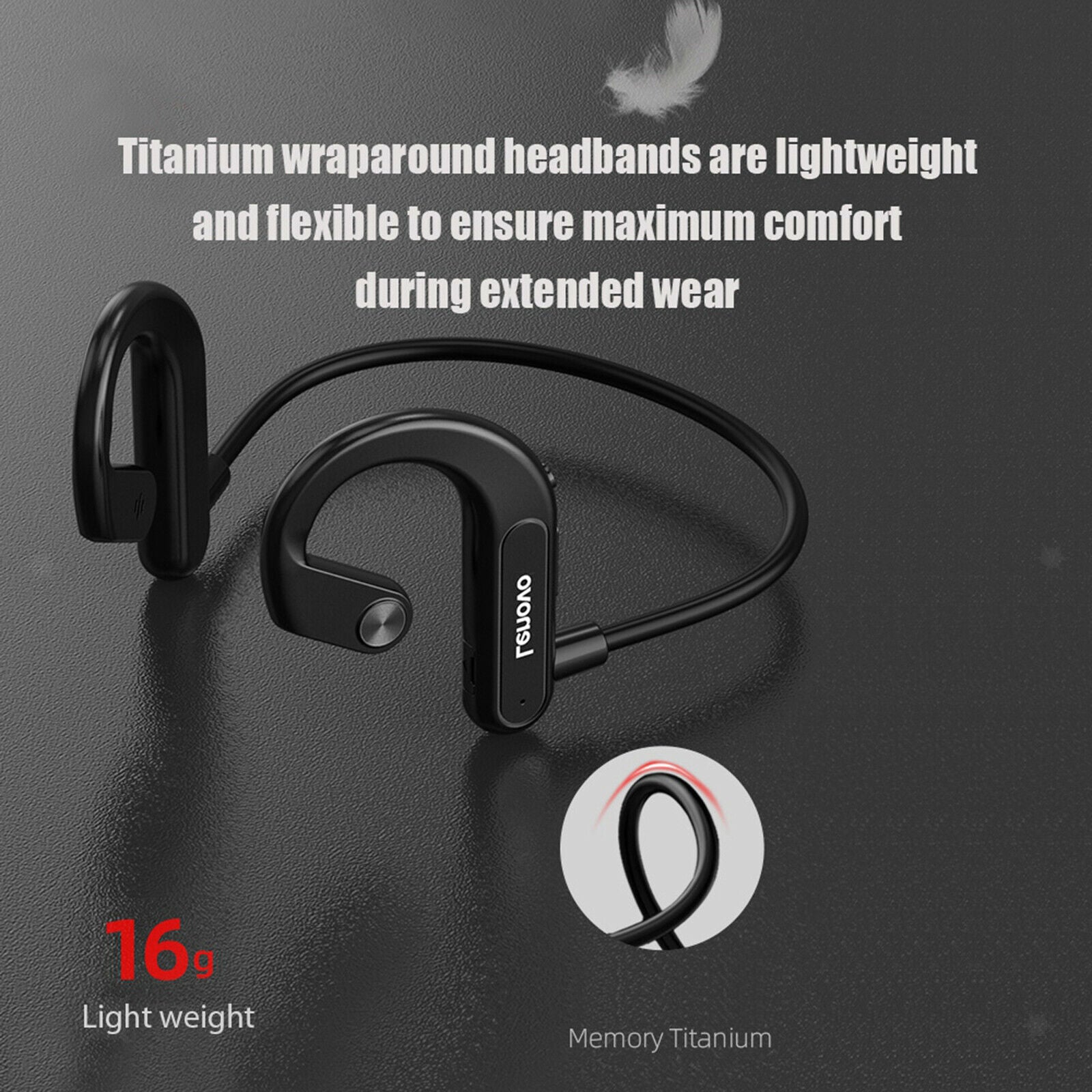 Wireless Bone Conduction Headphones Bluetooth 5.0 Lightweight for Gym Sports