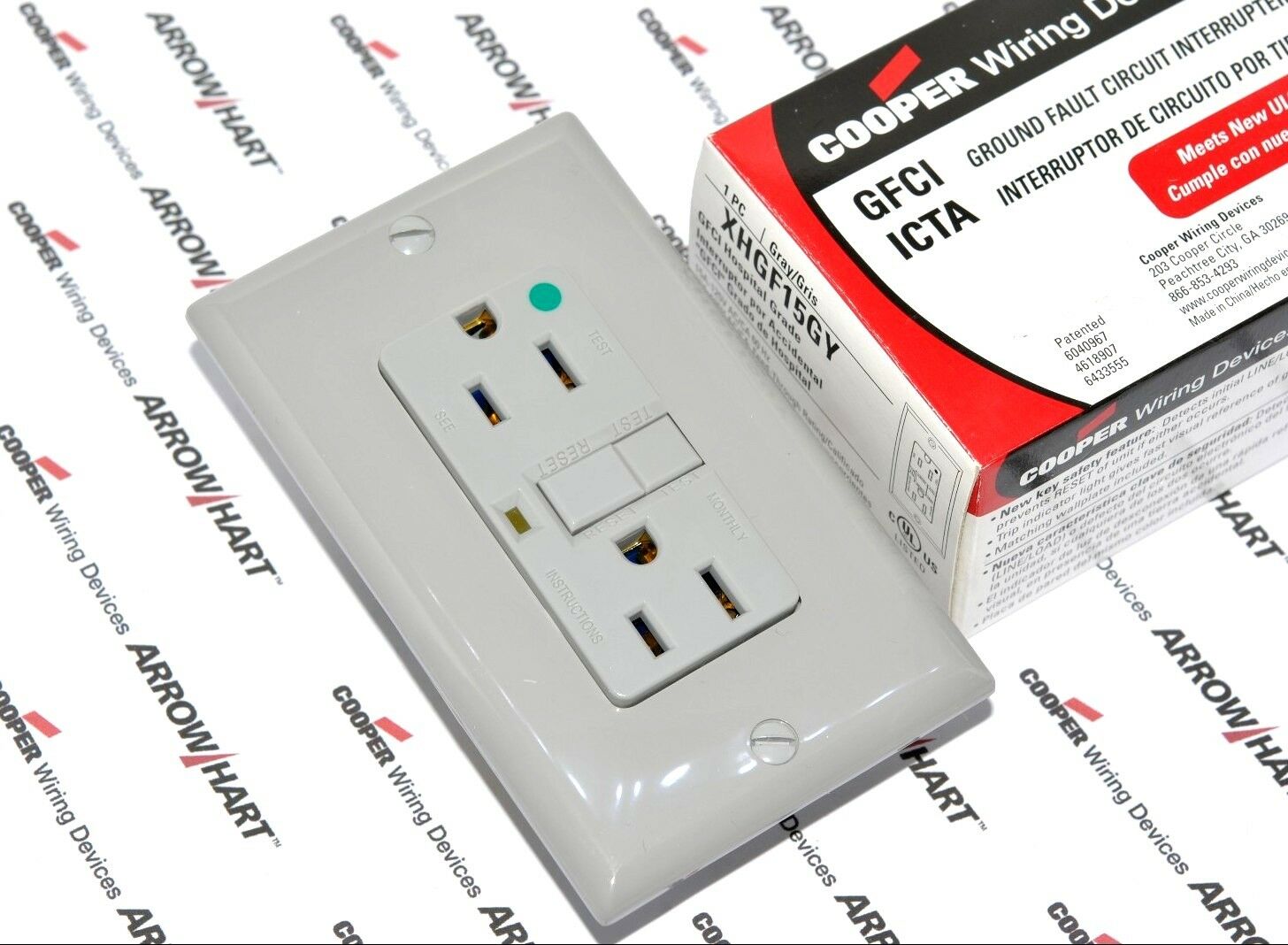 1pcs-COOPER XHGF15GY 15A 125V Hospital Grade Modular GFCI Receptacle 5-15