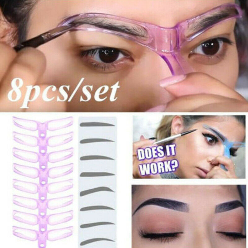 8PCS DIY Eyebrow Shaper Makeup Template Eyebrow Grooming Shaping Stencil KitBDD