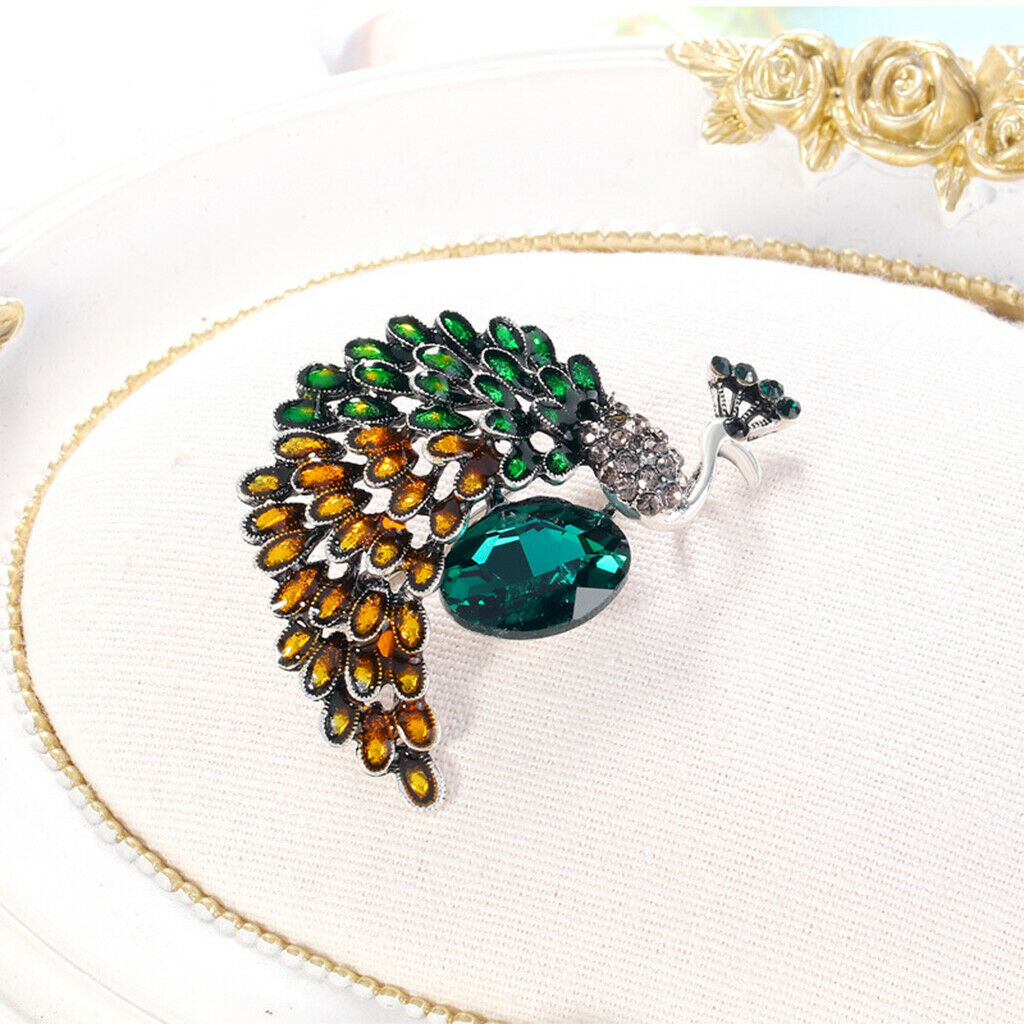 Women's Crystal Beautiful Peacock Brooch Fashion Wedding Animal Bouquet Brooch