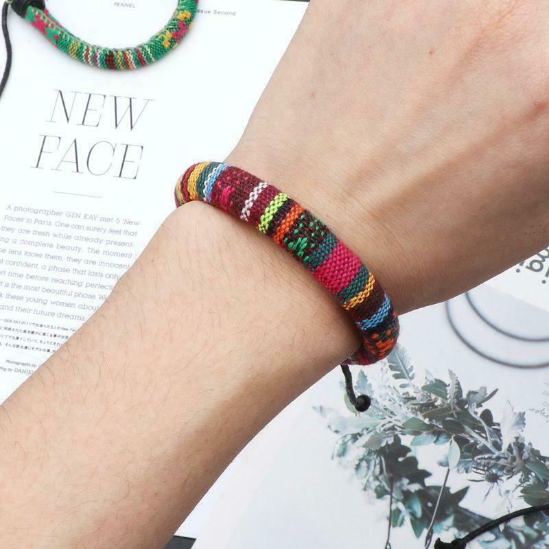 3Pcs Friendship Ethnic Tribal Cotton Linen Bracelet Braid Boho Hemp Rope Jewelry