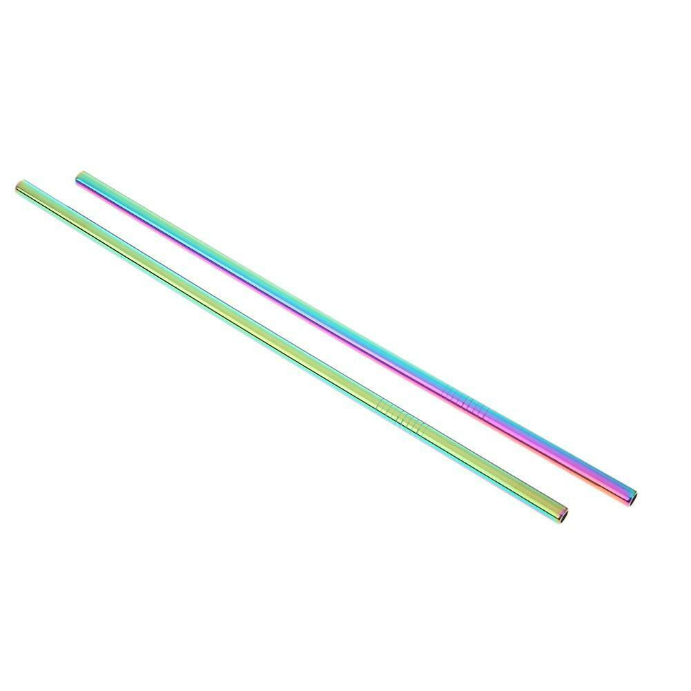 2x Reusable Stainless Steel Metal Drinking Straws +1x Cleaning Brush Home P A#S