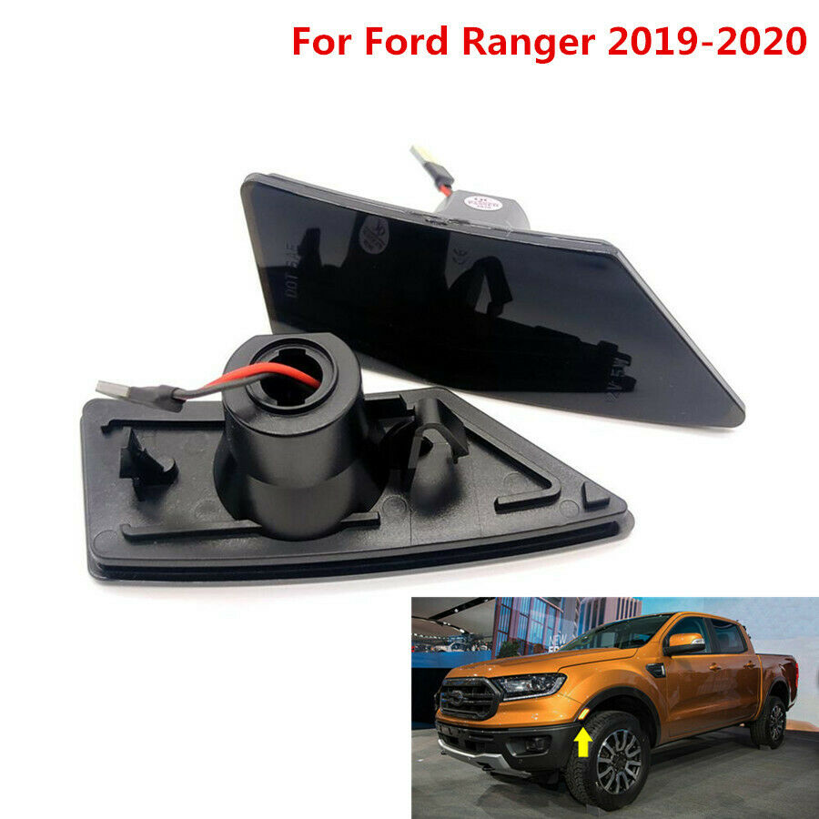 For Ford Ranger 2019-2020 2x Smoked Lens LED Lamp Front Bumper Side Marker Light