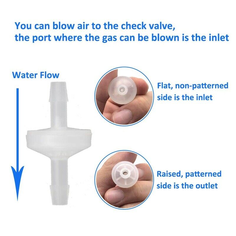 8 Pcs 1/4Inch Check Valve 6mm PVDF One Way Valve Inline Check Valve Non ReturnH9