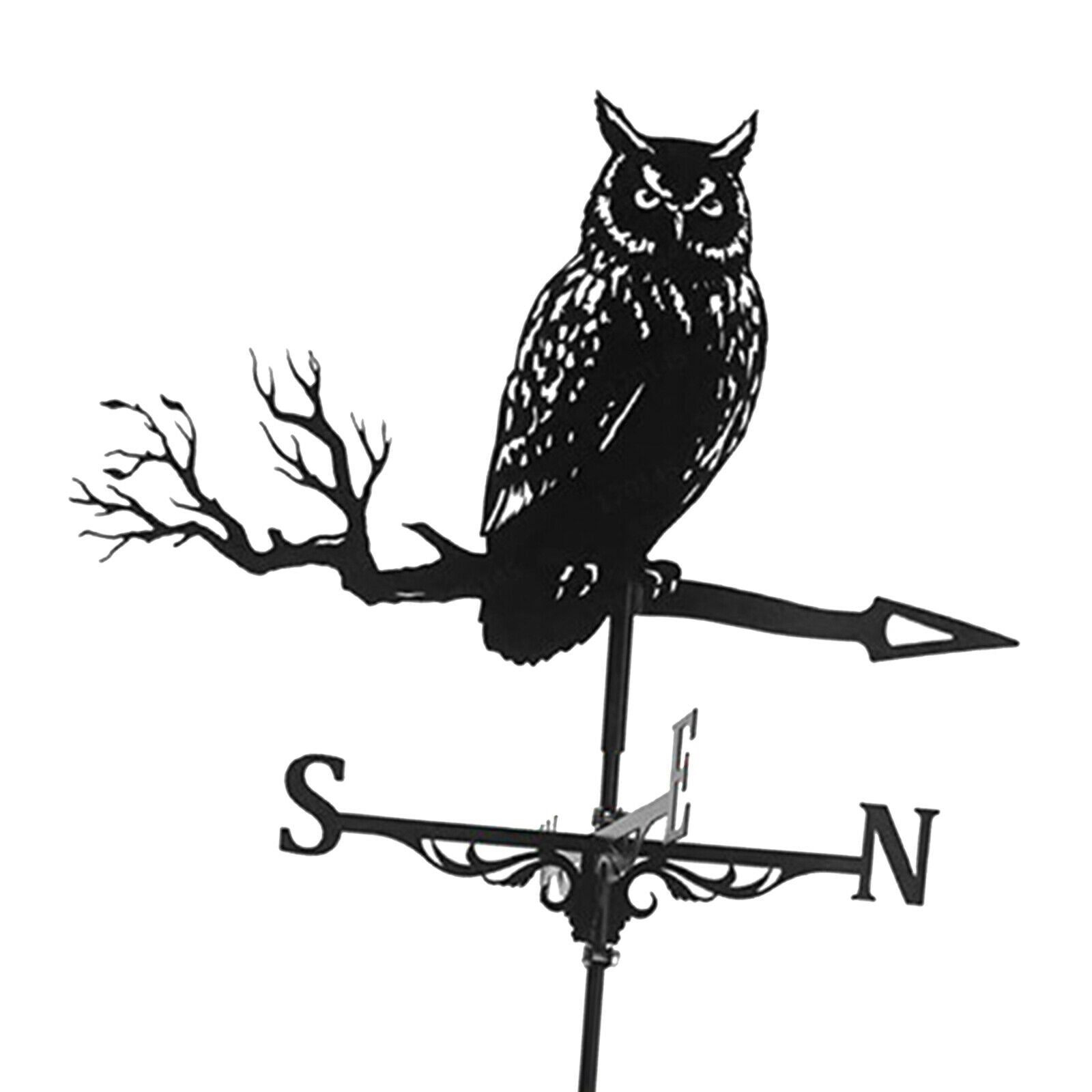 Metal Black Owl Weathervane Weather Vane Garden Farm Stake Crafts Ornament