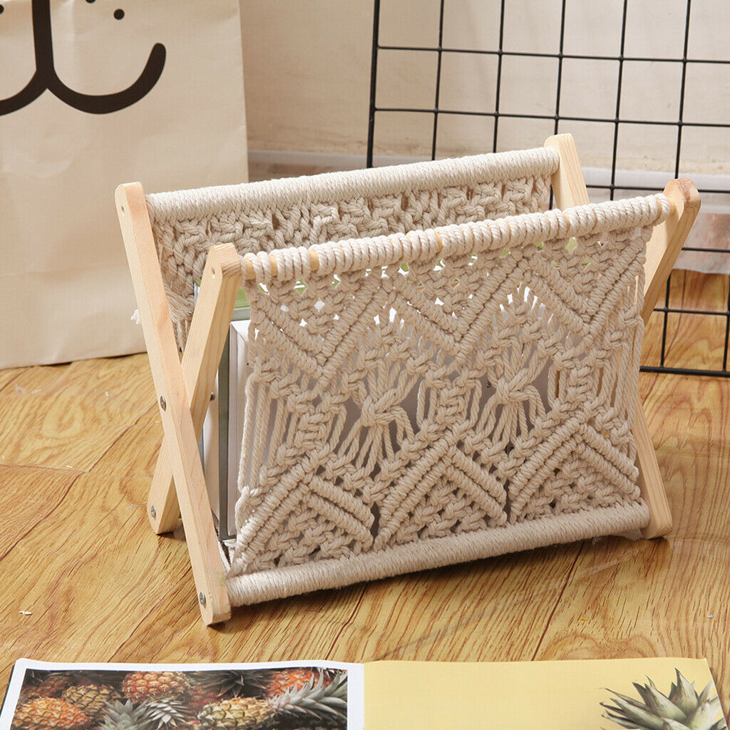 Hand-woven Magazine Rack Basket Boho Country Style DIY Living Room Office