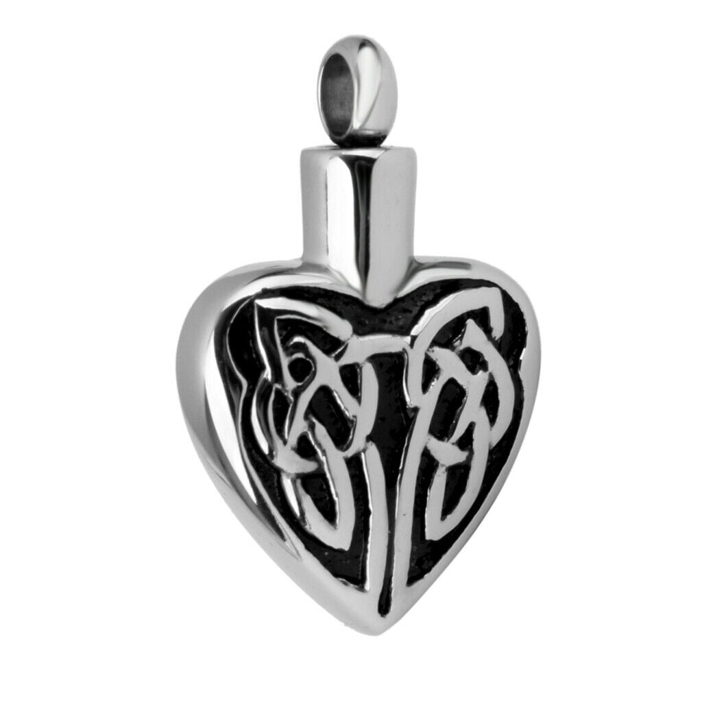Stainless Heart Celtic Wings Cremation Keepsake Memorial Ash Urn Pendant