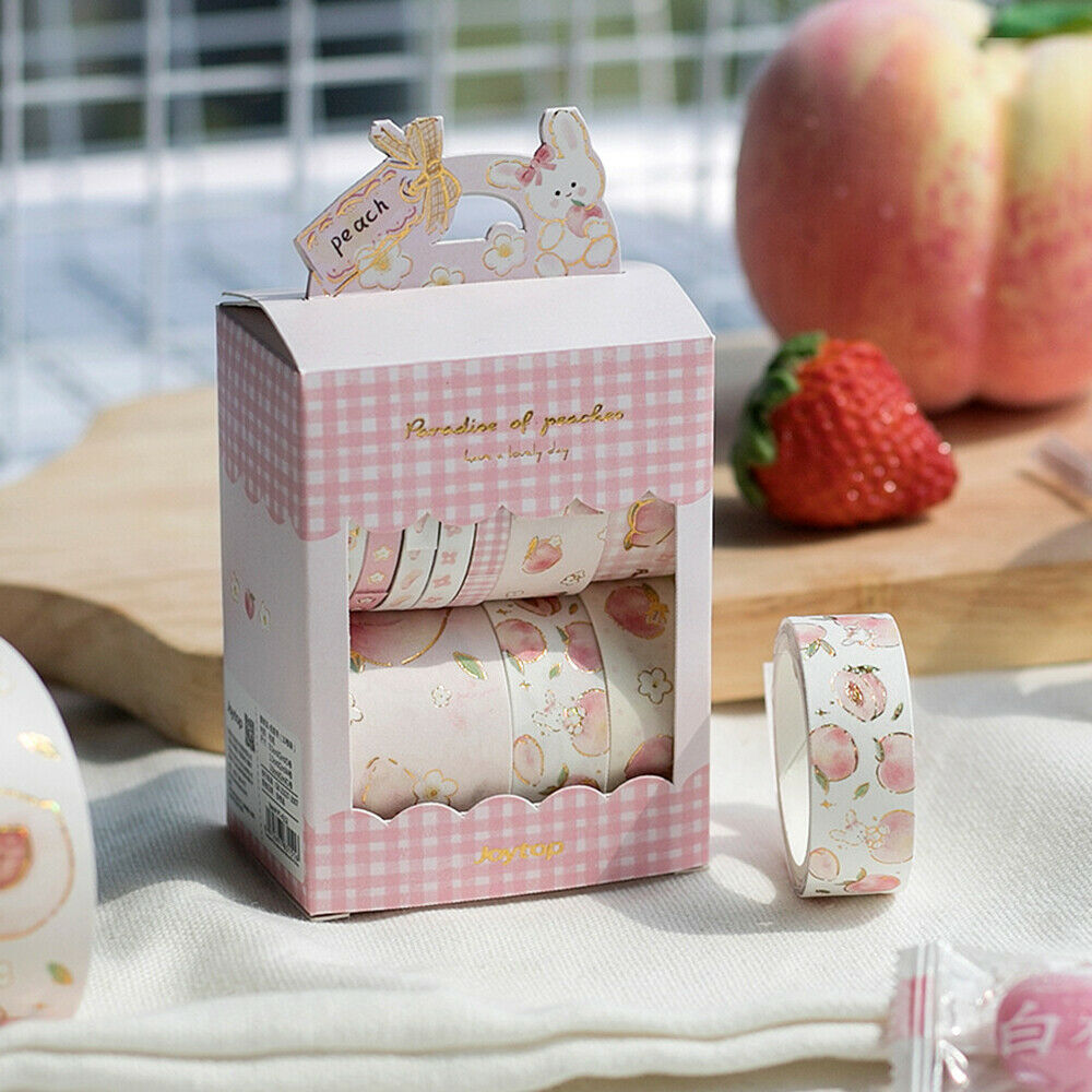 10Pcs Peach Washi Paper Stickers Masking Tape DIY Scrapbooking Diary Stationery